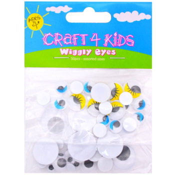 Craft 4 Kids Wiggly Eyes Assorted Sizes 4+ Years 50pk 