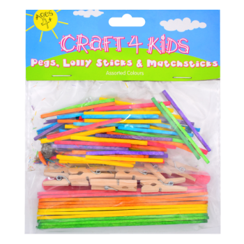 Craft 4 Kids Pegs, Lolly Sticks & Matchsticks Assorted Colours 4+ Years 