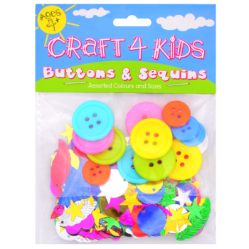 Craft 4 Kids Buttons & Sequins Assorted Colours & Sizes 4+ Years 