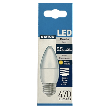 Status LED Warm White Candle Pearl ES/E27 40W Light Bulb 1pk 