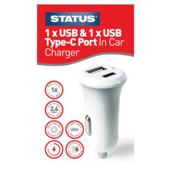 Status 1 x USB & 1 x USB Type-C Port in Car Charger