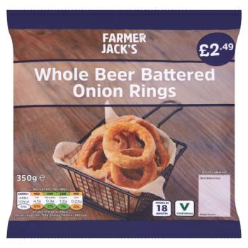 Farmer Jack's Whole Beer Battered Onion Rings 350g