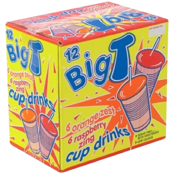 Big T Sugar Free Cup Drinks Orange Zest & Raspberry Zing Flavour 12pk 