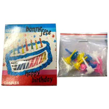 Bonne Fête Happy Birthday Candles & Holders 6pk 