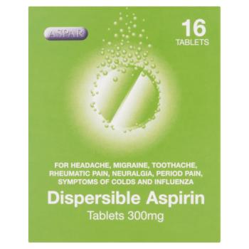Aspar Dispersible Aspirin Tablets 300mg 16 Tablets