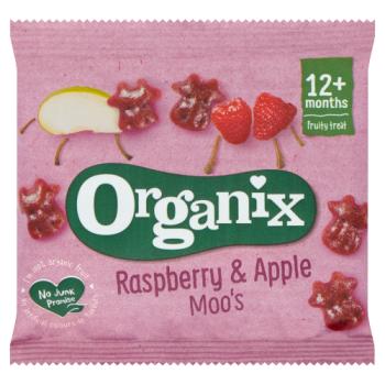 Organix Raspberry & Apple Moos Organic Fruit Shape Toddler Snacks 12g