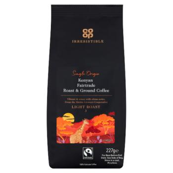 Co-op Irresistible Single Origin Kenyan Fairtrade Roast & Ground Coffee 227g