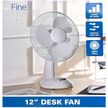 Fine Elements 12in White Desk Fan 