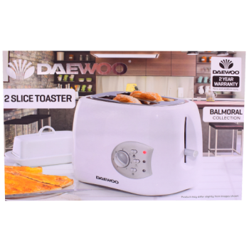 Daewoo 2 Slice White Toaster Balmoral Collection 