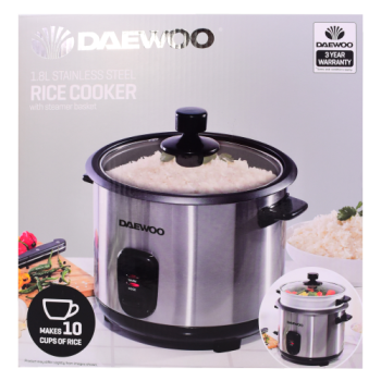 Daewoo 1.8L Stainless Steel Rice Cooker with Steamer Basket 