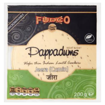 Fudco Papadum Urad Jeera (cumin) Js 200g