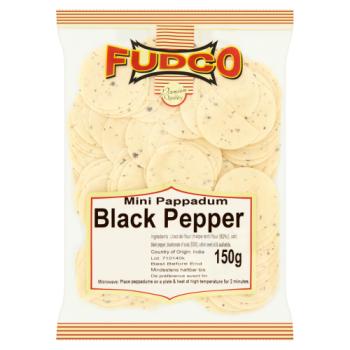Fudco Mini Papadum Urad Black Pepper 15