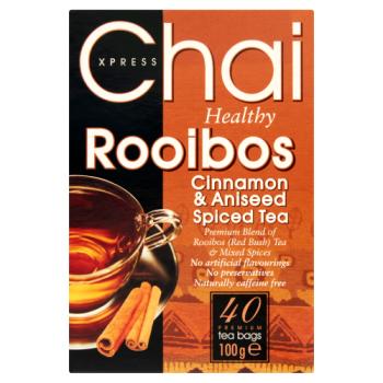 Chai Xpress Healthy Rooibos Cinnamon & Aniseed Spiced Tea 40 Premium Tea Bags 100g