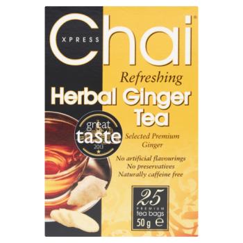 Chai Xpress Refreshing Herbal Ginger Tea 25 Premium Tea Bags 50g