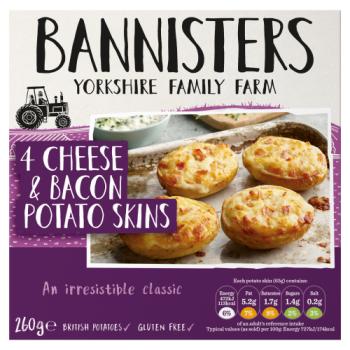 Bannisters Yorkshire Family Farm 4 Cheese & Bacon Potato Skins 260g