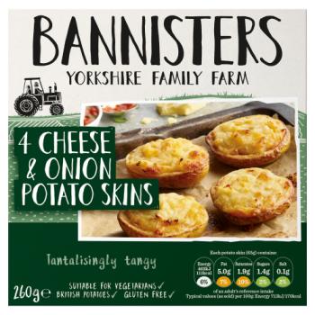Bannisters Yorkshire Family Farm 4 Cheese & Onion Potato Skins 260g