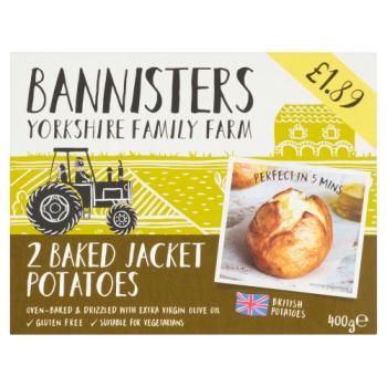 Bannisters Yorkshire Family Farm 2 Baked Jacket Potatoes 400g