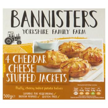 Bannisters Yorkshire Family Farm 4 Cheddar Cheese Stuffed Jackets 500g