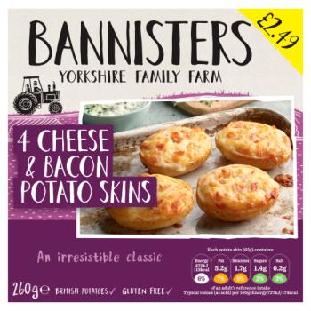 Bannisters Yorkshire Family Farm 4 Cheese & Bacon Potato Skins 260g