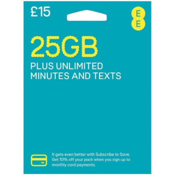 EE Pay As You Go 25GB SIM Card for £15 
