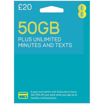 EE Pay As You Go 50GB SIM Card for £20 