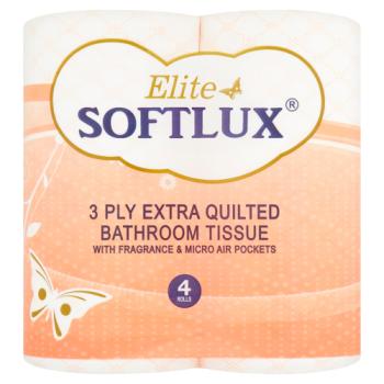 Elite Softlux 3 Ply Extra Quilted Bathroom Tissue 4 Rolls