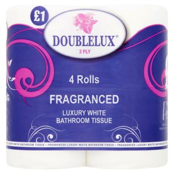 Doublelux 2 Ply Fragranced Luxury White Bathroom Tissue 4 Rolls