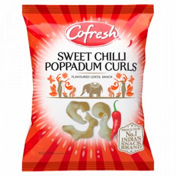 Cofresh Sweet Chilli Poppadum Curls Flavoured Lentil Snack 80g