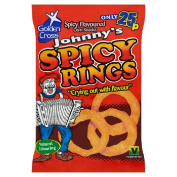 Golden Cross Johnny's Spicy Rings Spicy Flavoured Corn Snacks 22g