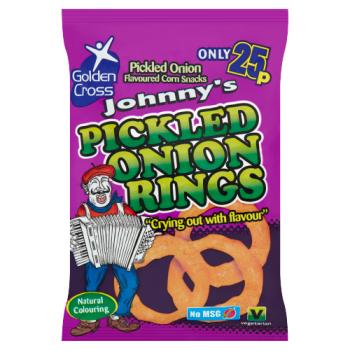 Golden Cross Johnny's Pickled Onion Rings Pickled Onion Flavoured Corn Snacks 22g