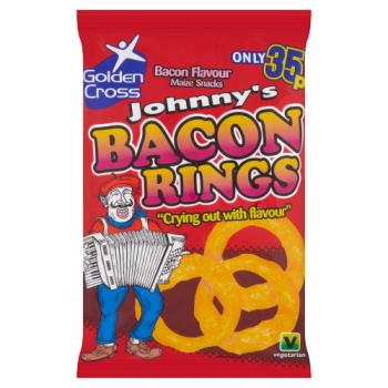 Golden Cross Johnny's Bacon Rings Bacon Flavour Maize Snacks 22g