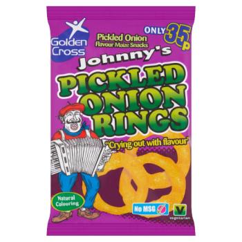 Golden Cross Johnny's Pickled Onion Rings Pickled Onion Flavour Maize Snacks 22g