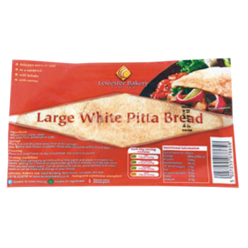 Leicester Bakery Large White Pitta Bread 6s 