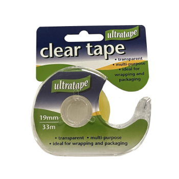 Ultratape Clear Tape + Dispenser 19mm x 33m 