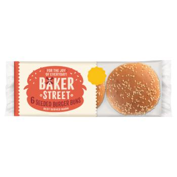 Baker Street 6 Pre-Sliced Seeded Burger Buns
