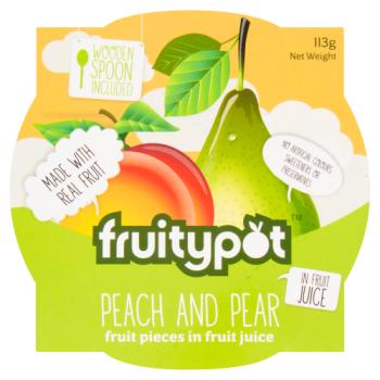Fruitypot Peach Pear In Juice With Spoon 113g