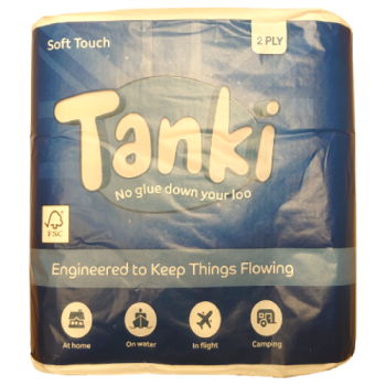 Tanki No Glue Down Your Loo Soft Touch Toilet Roll 2 Ply 9pk 