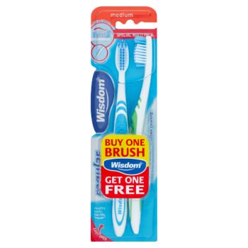 Wisdom Regular Plus Medium Toothbrush 2 Pack