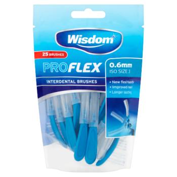 Wisdom ProFlex 25 Interdental Brushes 0.6mm Blue