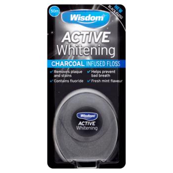 Wisdom Active Whitening Charcoal Infused Black Floss 50m
