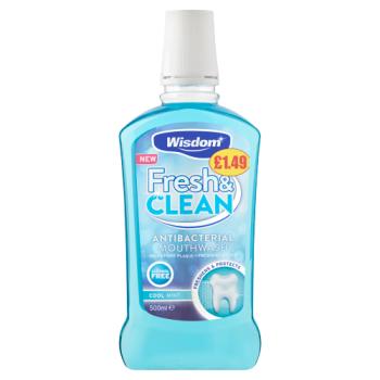 Wisdom Fresh & Clean Antibacterial Mouthwash Cool Mint 500ml