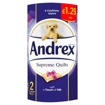 Andrex Supreme Quilts Toilet Roll Tissue 160sc 2 Rolls 12 Packs Pmp £1.29