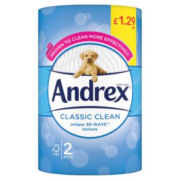 Andrex Classic Clean Toilet Roll, 2 Rolls PM £1.29