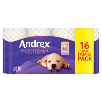 Andrex Ultimate Quilts Toilet Tissue Standard Rolls, 16 Rolls, 155 sheets