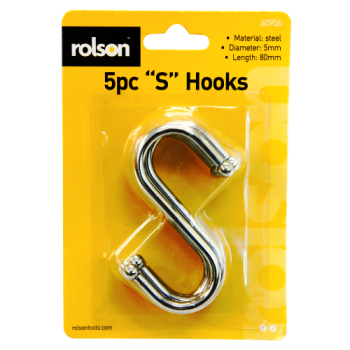 Rolson 'S' Hooks 5pk