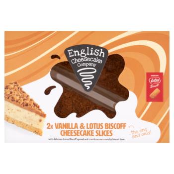 English Cheesecake Company 2x Vanilla & Lotus Biscoff Cheesecake Slices 214g