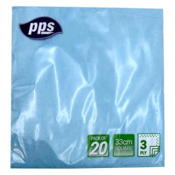 PPS 33cm Blue Square Napkins 3 Ply 20pk 