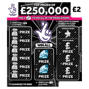 National Lottery £2 £250,000 £250,000 Win All Scratchcard Game