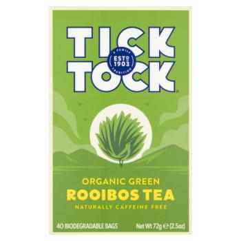 Tick Tock Organic Green Rooibos Tea 40 Biodegradable Bags 72g