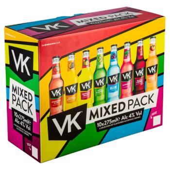 VK Mixed Pack Selection of Flavoured Alcoholic Drinks 10 x 275ml